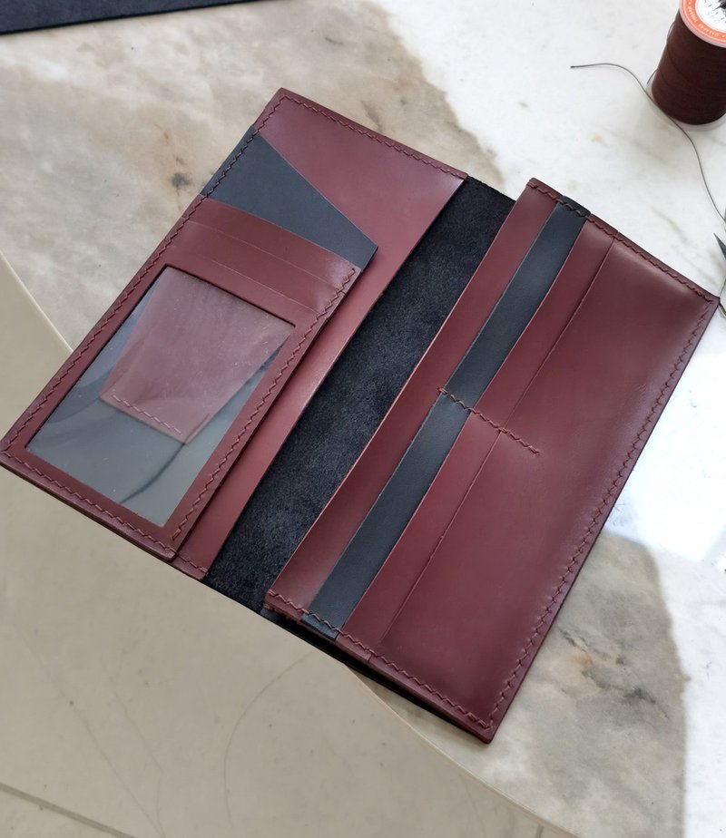 長夾diy皮革材料包/完成品 大容量長銀包 拼色錢包 客製刻字禮物 - 皮件/皮革 - 真皮 