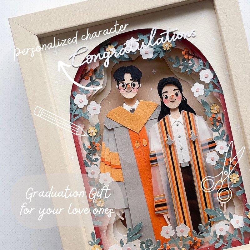 Personalized Paper Cut Portrait: Anniversary Gift, Graduation Gift - 相框/畫框 - 紙 