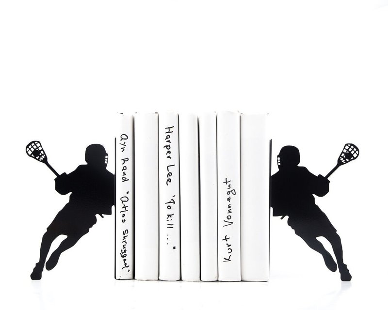 Metal Bookends Lacrosse, Bookish Gift for Coach, Lacrosse Fans, Party Favor - 擺飾/家飾品 - 其他金屬 