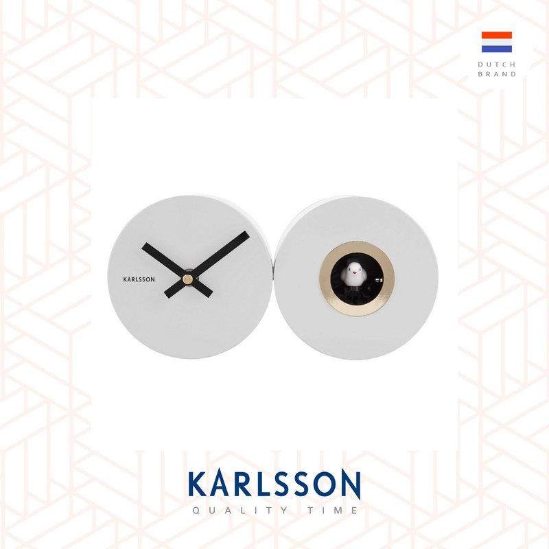 Karlsson, Wall clock Duo Cuckoo matt white - นาฬิกา - โลหะ ขาว