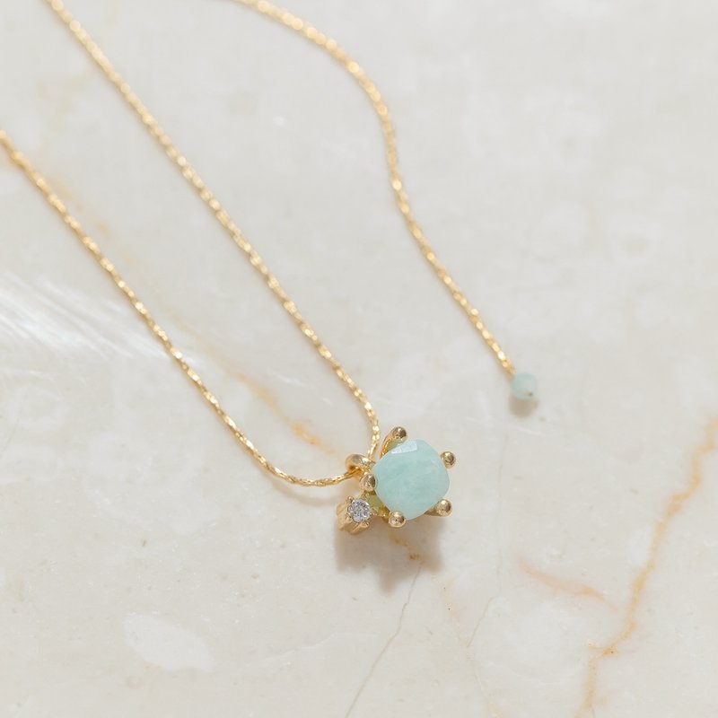 【處女座生日石】天河石 Amazonite 天然石項鍊 韓國製造 - 項鍊 - 不鏽鋼 