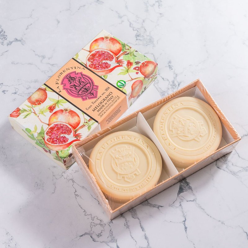 [Handmade Soap Gift Box] Italian Handmade Fragrance Soap 115g 2-piece Gift Box Set-Pomegranate - สบู่ - วัสดุอื่นๆ สีแดง