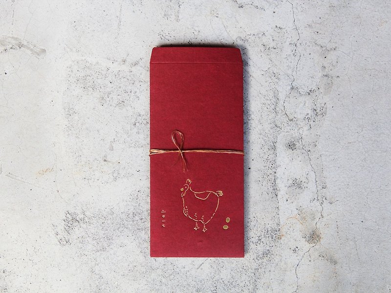 かっこう鶏手作り木綿紙赤封筒袋 - ご祝儀袋・ポチ袋 - 紙 レッド