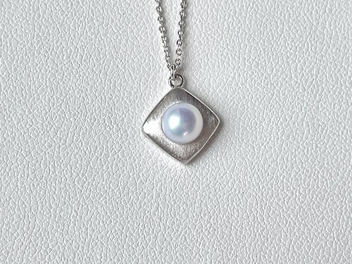Athena珍珠設計 方圓 天然海水珍珠 akoya 極光炫彩 純銀 重工 套鏈