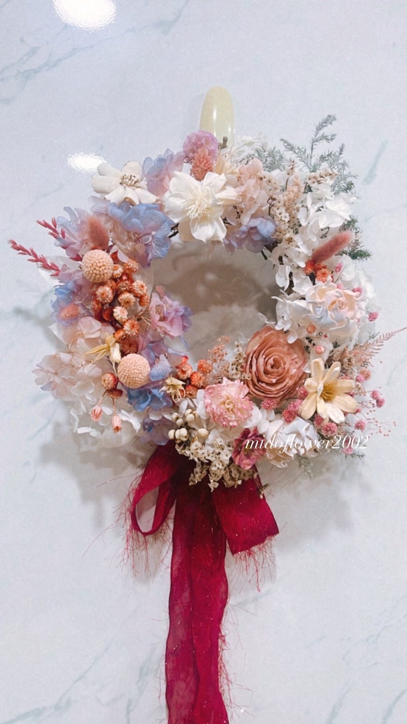 [Customized] 20 cm Christmas wreath/Christmas flower gift/everlasting wreath/customized wreath - ช่อดอกไม้แห้ง - พืช/ดอกไม้ หลากหลายสี