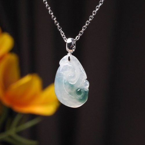 瓔珞珠寶盒 E.L.Jewelry Box 冰種飄花翡翠如意項鍊 18K金墜頭 | 天然緬甸玉翡翠A貨 | 送禮