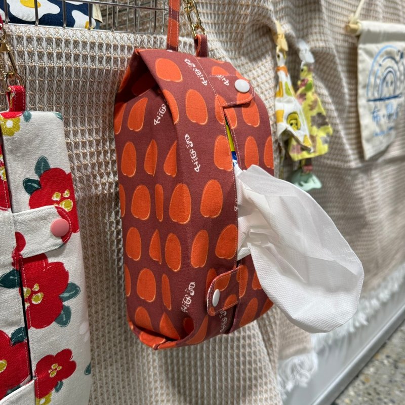 衛生紙套 - 面紙盒 - 棉．麻 紅色