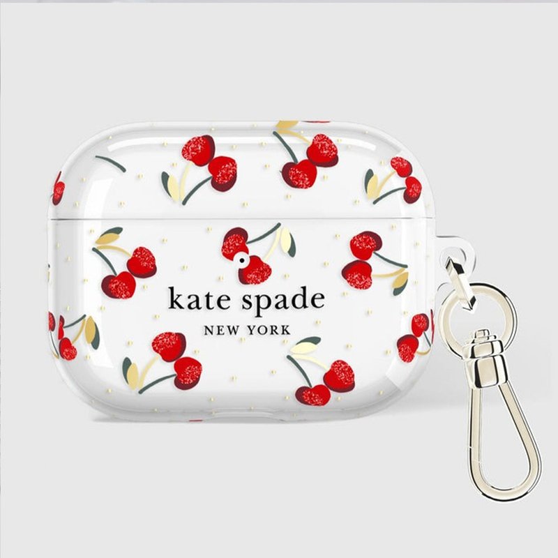 【kate spade】AirPods Pro (第3代) 耳機保護殼套 嬌豔櫻桃 - AirPods/耳機保護套 - 塑膠 白色