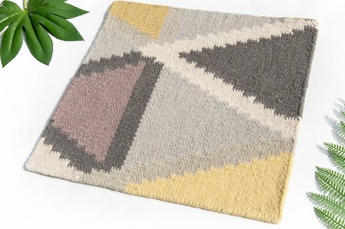 omhandmade 純羊毛地毯 墨西哥毯 針織手工織布地毯 民族風野餐墊-非洲沙漠色