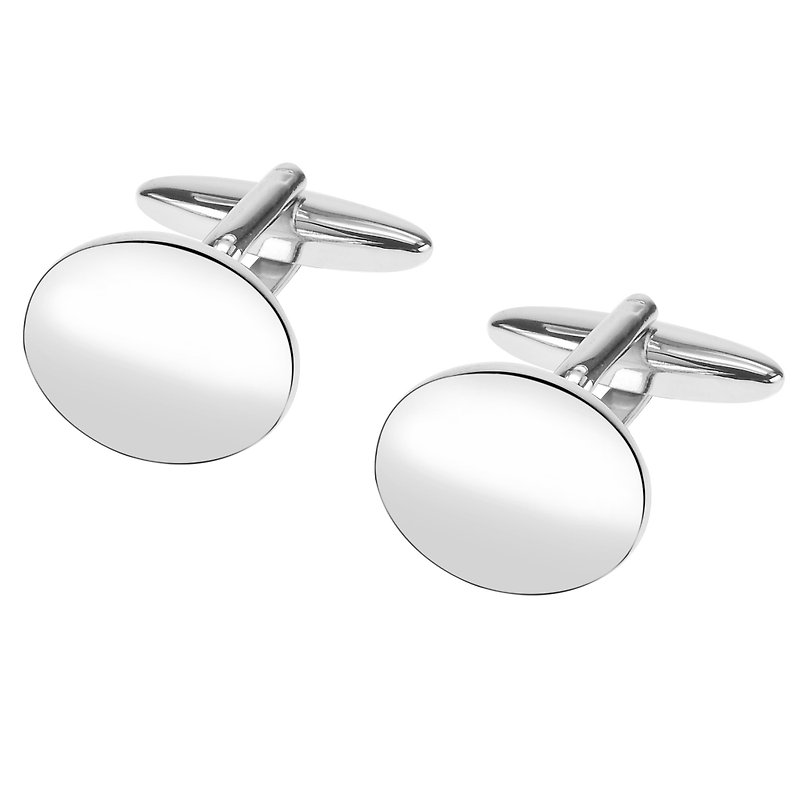 Shiny Silver Oval Cufflinks - Cuff Links - Other Metals Silver