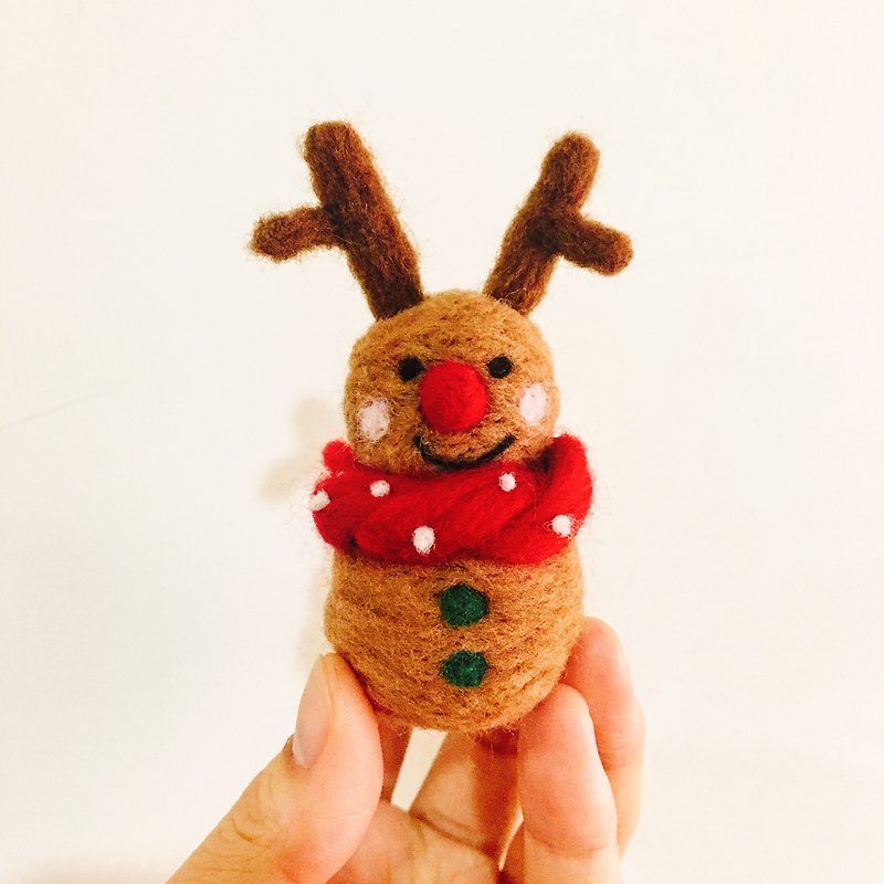 Handmade wool felt - Christmas - Xmas - Snowman - Santa - Elk (1 combination) - Items for Display - Wool Red