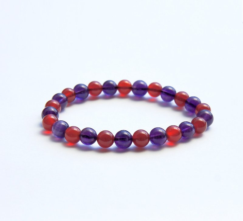 秋日莓果  紫水晶  紅玉髓 - 手鍊/手環 - 寶石 紫色