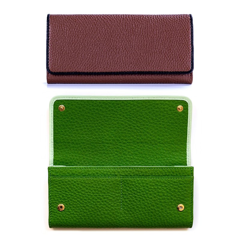 6 cards and 12 cards flip cover long clip free embossing optional color matching - Wallets - Genuine Leather Multicolor