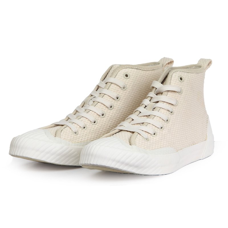 Mirako Japanese Kendo High Top Casual Shoes Ivory - Men's Casual Shoes - Cotton & Hemp White