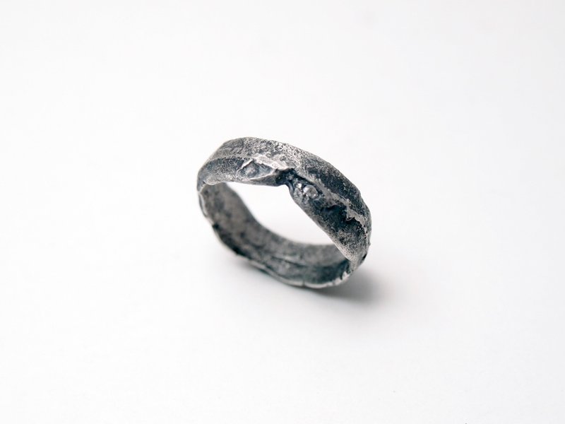 Coal Series  #a217  Gemstone Melted Rock Ring - แหวนทั่วไป - เงิน สีเงิน