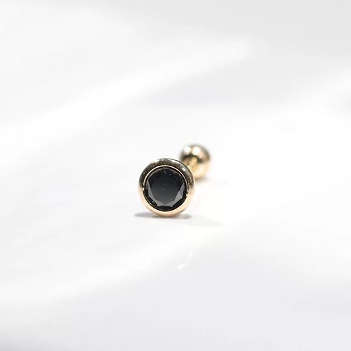 CHARIS GRACE 14K Black CZ Piercing 黑包金鎖珠耳環