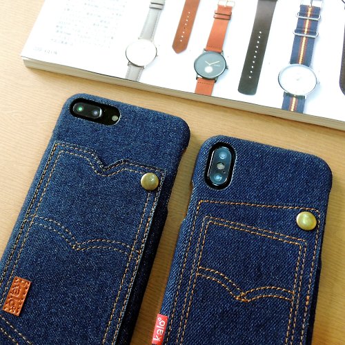 Kalo 卡樂創意 【買一送一】Kalo 卡樂創意 iPhone X 個性丹寧口袋保護殼