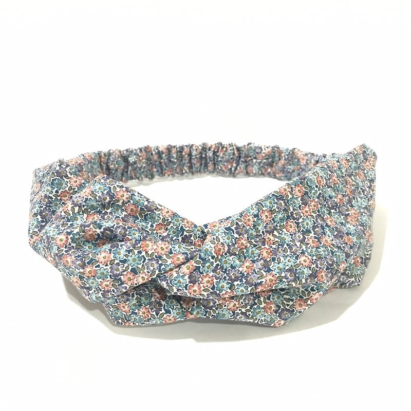 Blue and purple small floral / hand loose hair band - Hair Accessories - Cotton & Hemp Blue