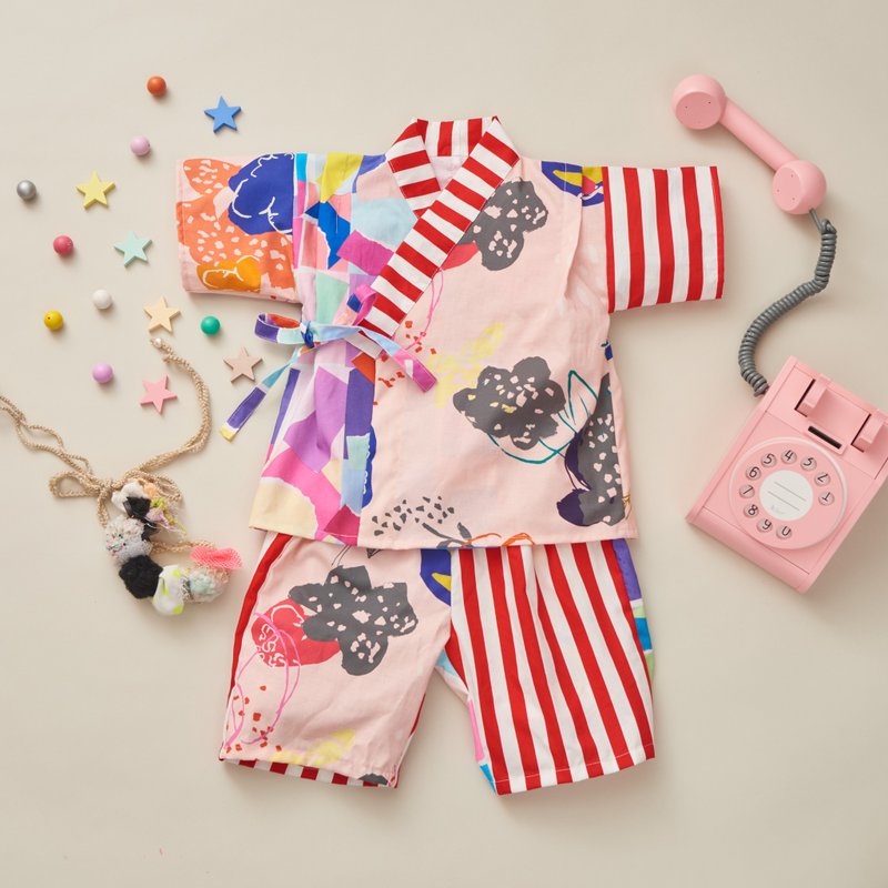甚平　Jinbei Pink - 男/女童禮服 - 棉．麻 粉紅色