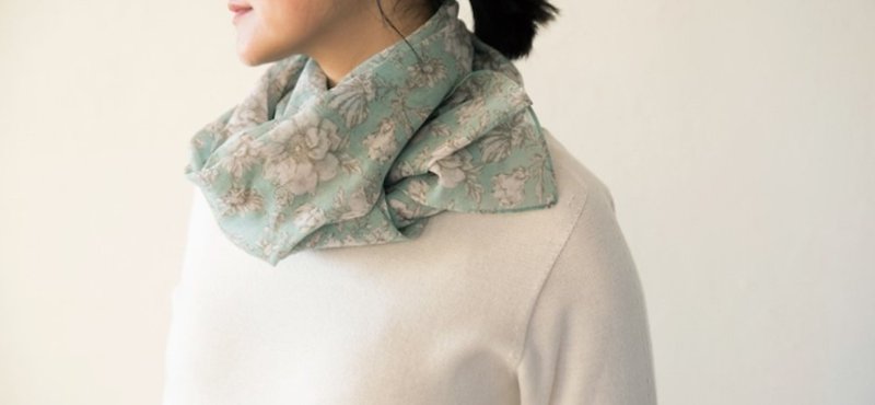 Earth tree fair trade fair trade -- organic cotton 围巾 printed scarf (made in Japan) natural - ผ้าพันคอถัก - ผ้าฝ้าย/ผ้าลินิน 