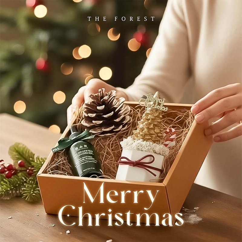 Make wishes 香檳閃金迷你聖誕樹擴香禮盒(含30ml品牌香氛油) - 香氛/精油/擴香 - 植物．花 卡其色