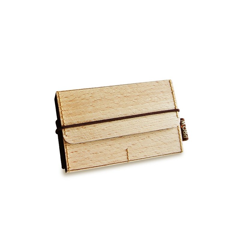 PROW Wood Veneer Business Namecard/Credit card Holder,ฺBeech,Elastic banded lid - 名片夾/名片盒 - 木頭 咖啡色