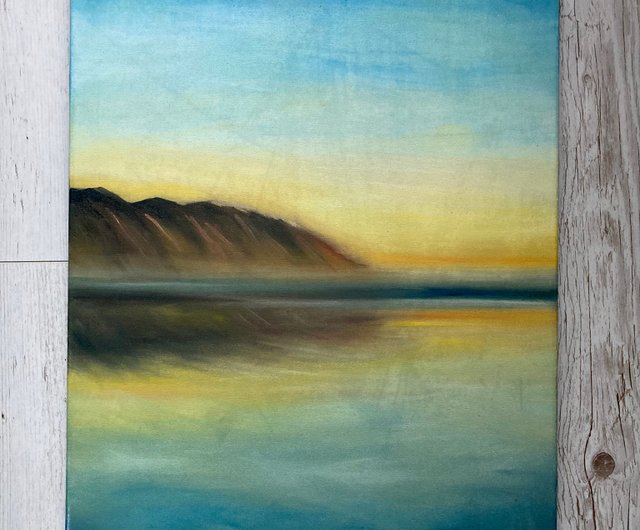 ぼやけた沿岸絵画、抽象絵画、夕日の海景アート - ショップ