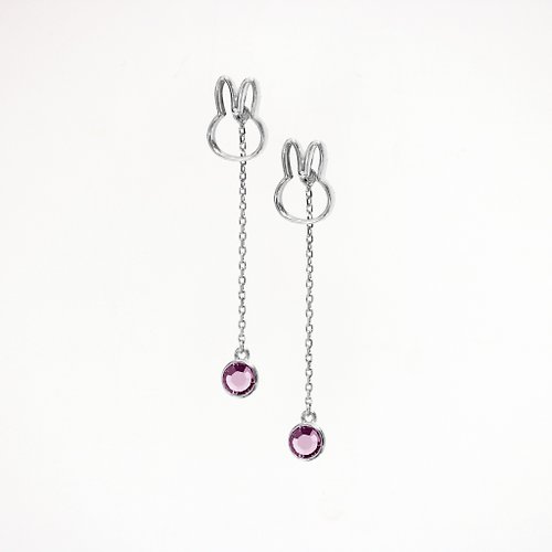 Mille-Feuille Fashion 【Pinkoi x miffy】Miffy 紫水晶垂吊耳環 | 二月誕生石