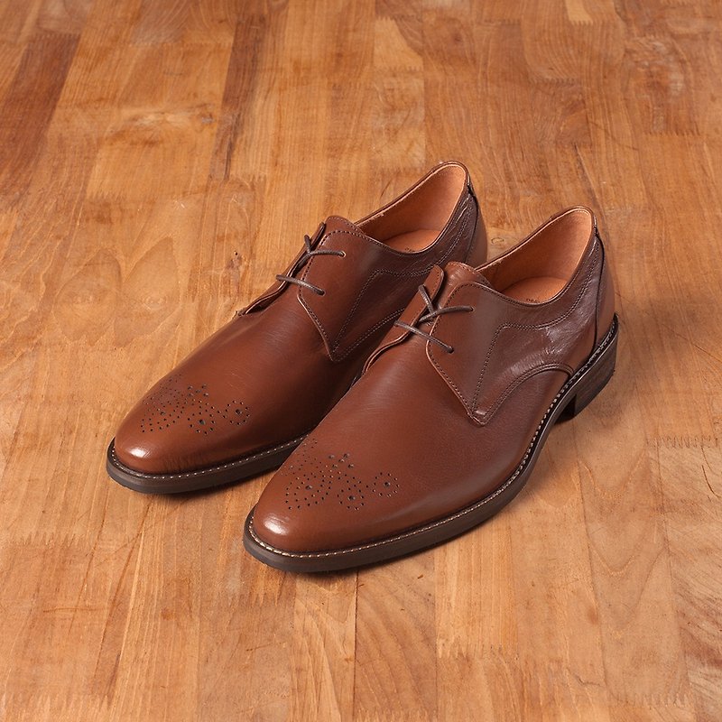 Vanger simple decoration with two holes gentleman Derby Shoes - Va262 deep Brown - Men's Casual Shoes - Genuine Leather Brown