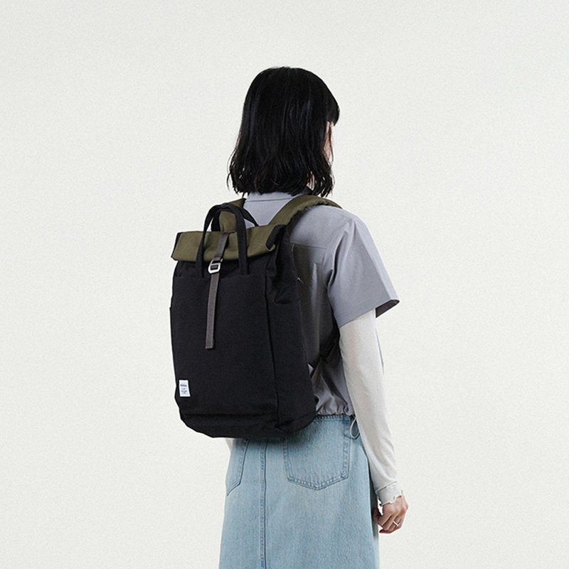 【新色】大容量捲頂書包 KACY 日常隨身背包 (橄欖/暗黑) - 後背包/背包/書包 - 環保材質 黑色