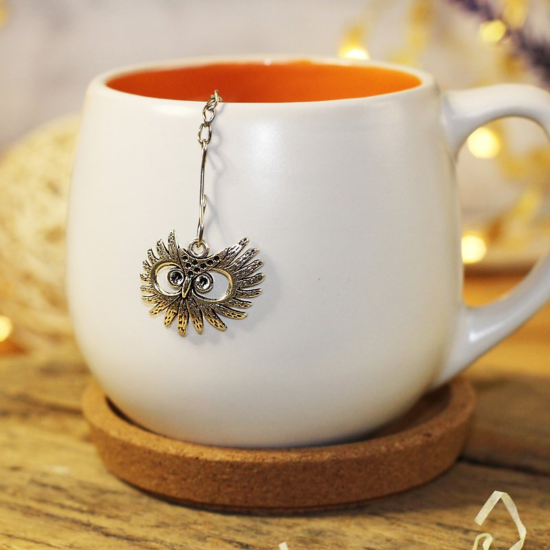 Owl tea ball infuser for loose leaf tea, Tea infuser charm owl, Tea Strainer owl - Teapots & Teacups - Stainless Steel Silver