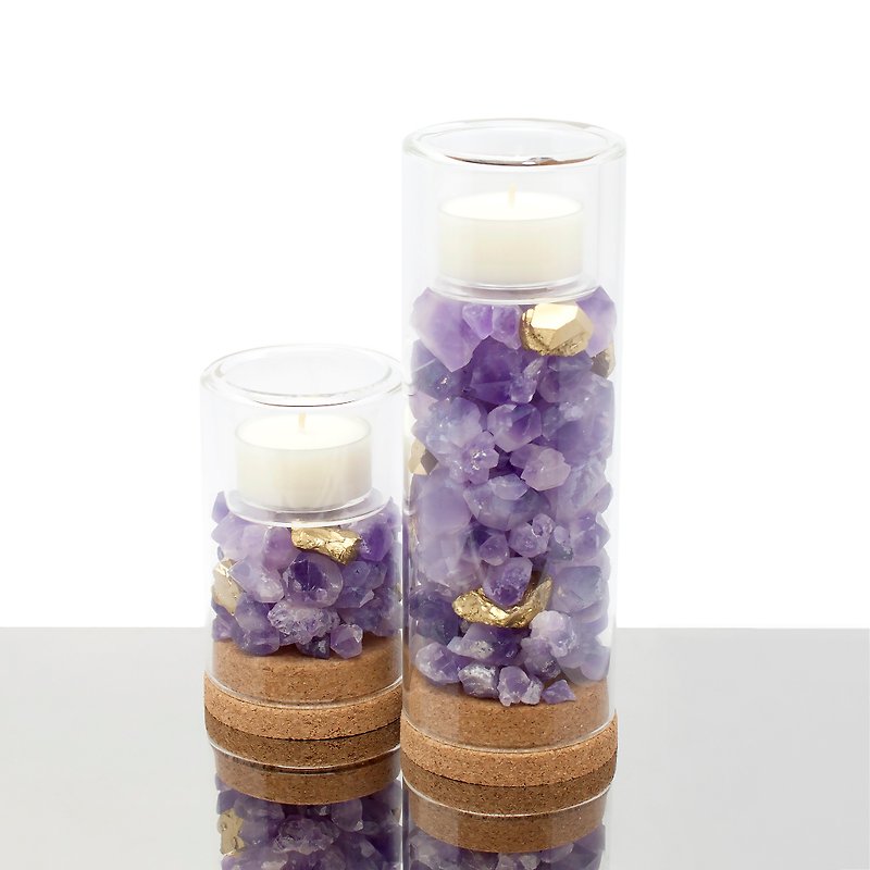 Amethyst Candle Holder 天然紫水晶燭台-套組 - 香氛蠟燭/燭台 - 寶石 紫色