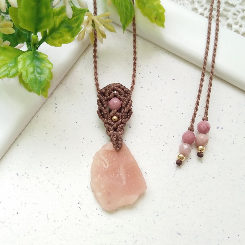 BUHO hand-made. Style original ore. Pink Asset Lace X South American Brasil Necklace - สร้อยคอ - หยก สึชมพู
