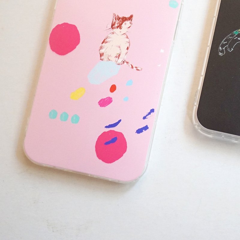 Street Cat Diary Biscuits Tabby Kitten Pink Texture Printed Soft Shell iPhone 13 - เคส/ซองมือถือ - ยาง สึชมพู