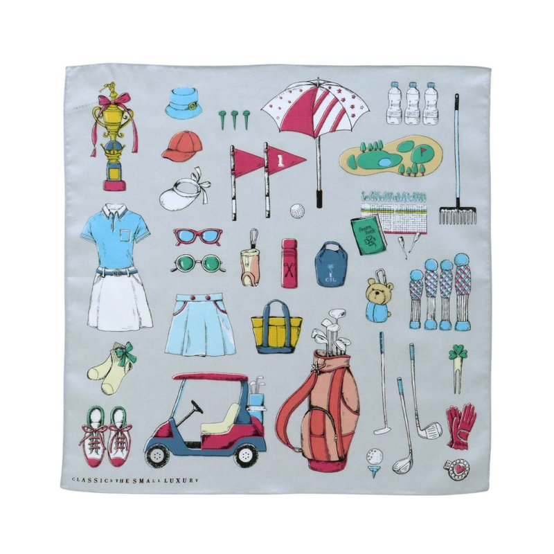 レディースゴルフコレクション　ライトグレー　ハンカチ　41×41cm　綿100%　日本製 - 手帕 - 棉．麻 灰色