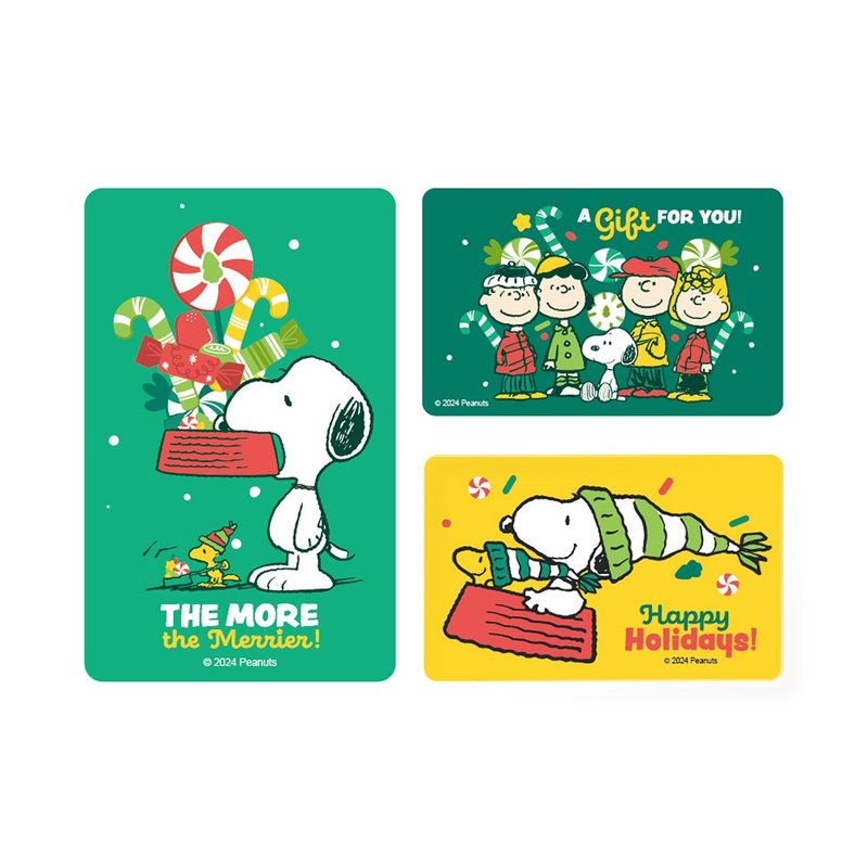 All-in-One Card PLUS | SNOOPY Winter Series-Full of happiness/Exclusively for you/Happy holidays - แกดเจ็ต - พลาสติก สีเขียว