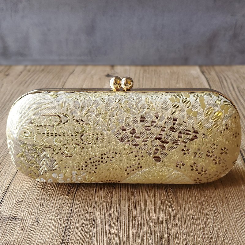 Cheongsam hot stamping fan-shaped glasses case pen box mouth gold box - Eyeglass Cases & Cleaning Cloths - Cotton & Hemp 