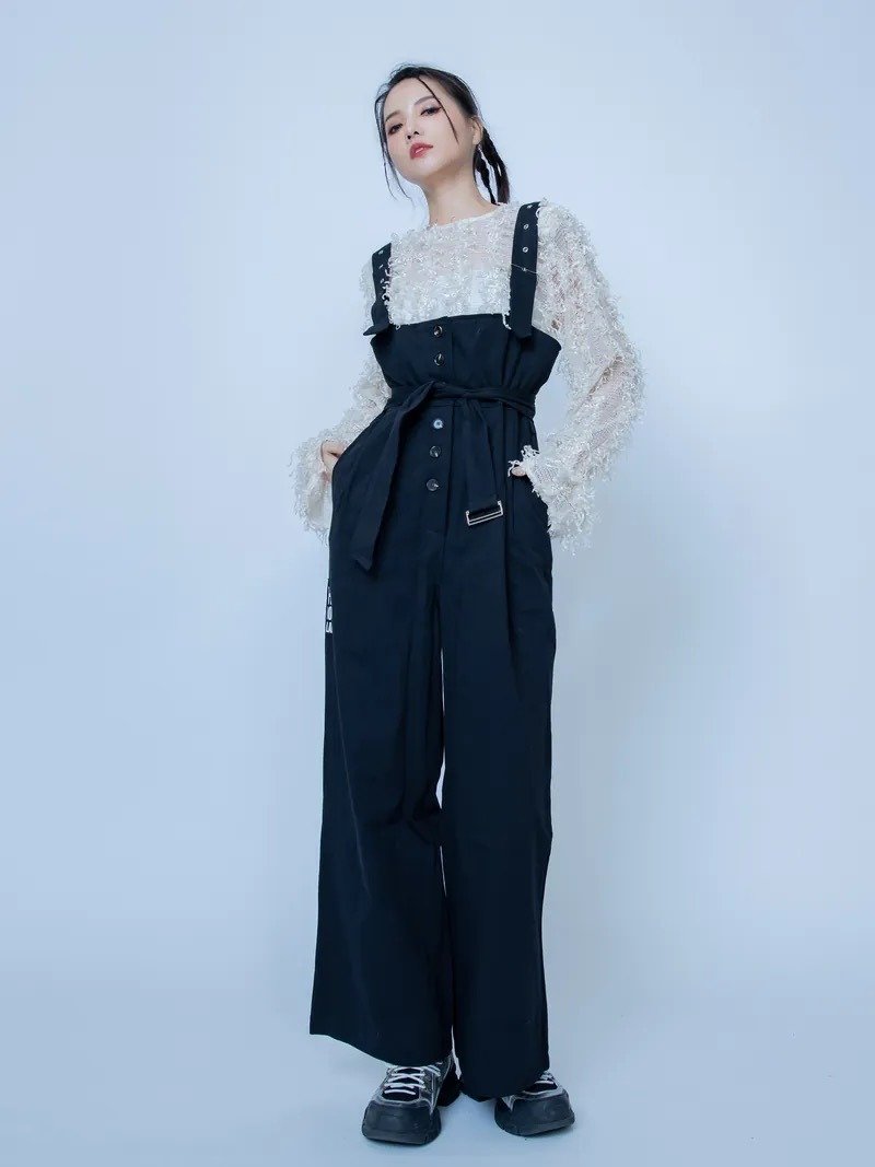 Personalized elegant jumpsuit - Overalls & Jumpsuits - Cotton & Hemp Black