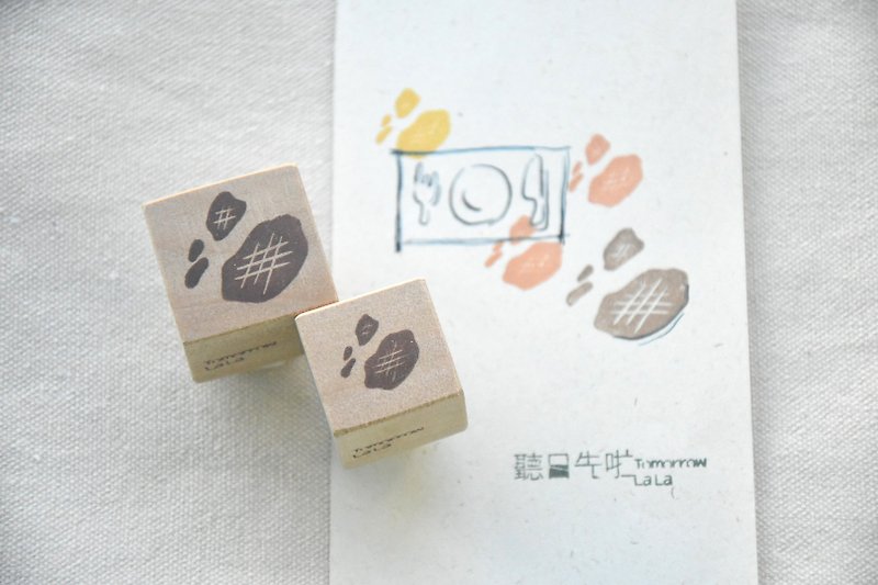 Hand-engraved rubber stamp[steak on iron plate] - Stamps & Stamp Pads - Rubber 