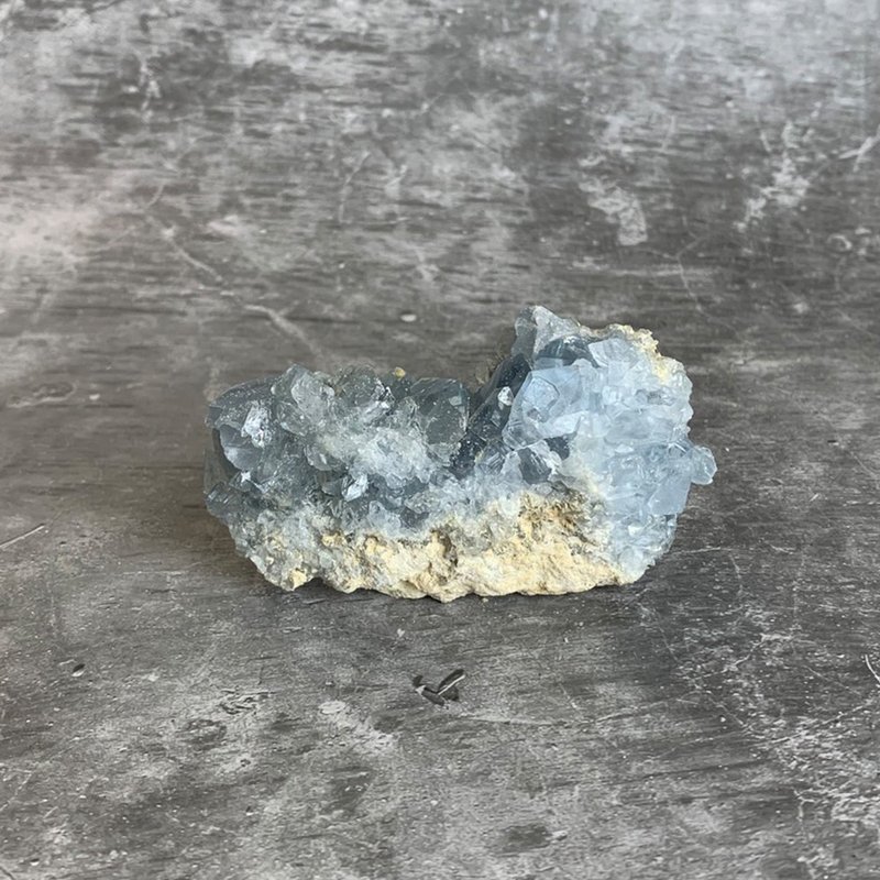 水晶簇- 天青石原礦  辦公室療癒微景觀 裝置擺飾 一物一圖 - 擺飾/家飾品 - 寶石 藍色