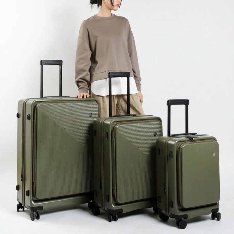 Dreamin 20+25+29-inch flip-up front-loading suitcase/carry-on suitcase-Forest Green 3-piece set - Luggage & Luggage Covers - Plastic Green