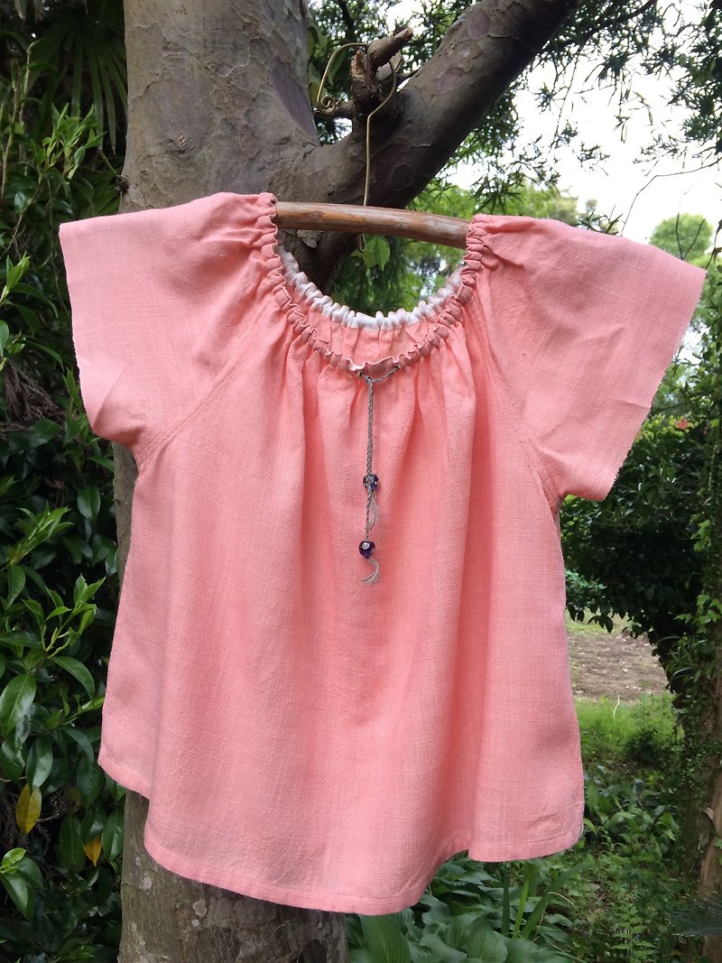 Hand-woven bamboo blouse A - Women's Tops - Other Materials Pink