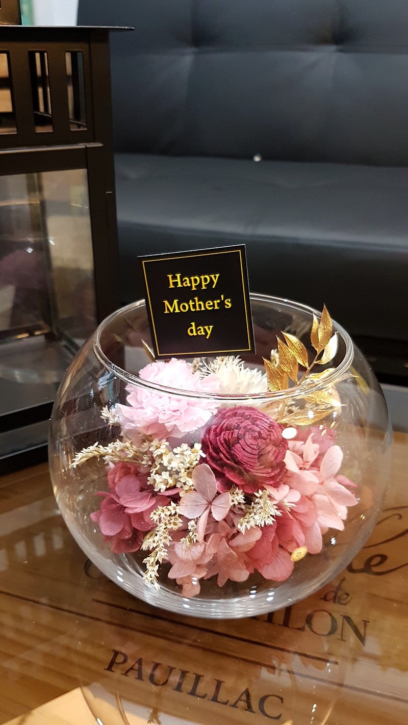 Haizang Design│Love Mommy. Carnation Preserved Flower Glass Pot Flower/Mother's Day Flower Gift with Gift Box - Items for Display - Plants & Flowers Red