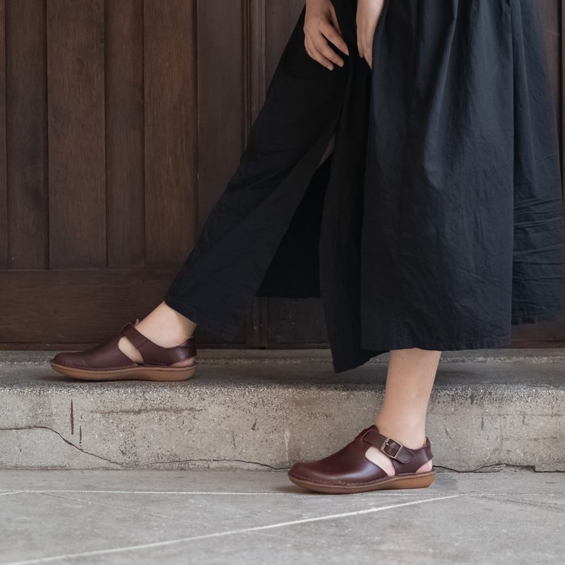 Soft Paris Birkenstock Mary Jane_Oil Wax Coffee - Women's Leather Shoes - Genuine Leather Brown