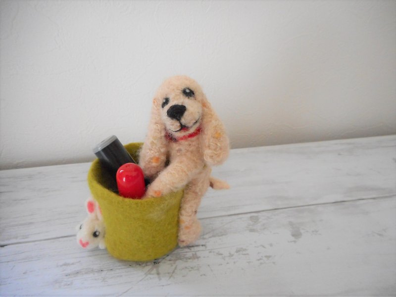 犬とうさぎの小物入れ - 裝飾/擺設  - 羊毛 綠色