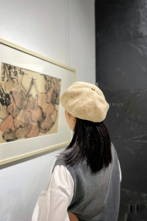 裁縫地圖 哈裡斯粗花呢貝雷帽Harris tweed羊毛呢純手工格紋復古六角畫家帽