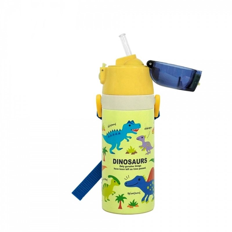 Skater-Straw Stainless Steel Insulated Kettle (400ml) Dinosaur Illustrated Book - Other - Stainless Steel Multicolor