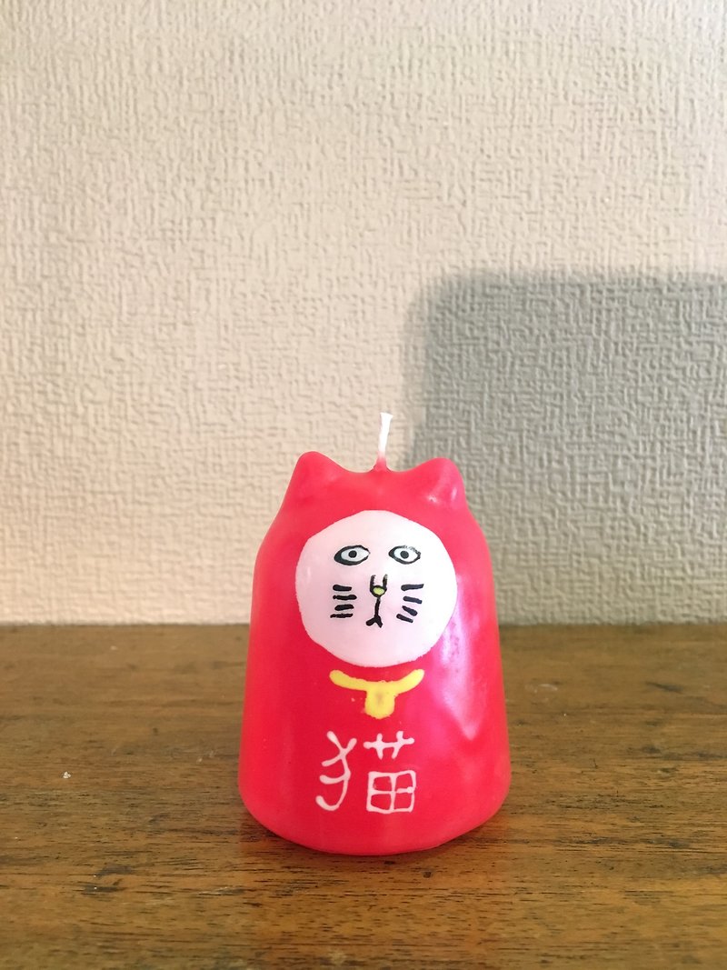 だるま猫 - 香薰蠟燭/燭台 - 蠟 紅色