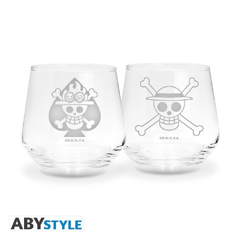 【ONE PIECE】魯夫與艾斯兄弟玻璃杯組 - 玻璃杯 - 玻璃 透明