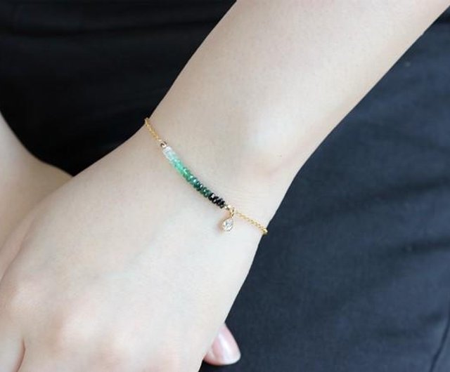 Stone Gradation Emerald Bracelet That Symbolizes Wisdom May Birthstone  14KGF Version